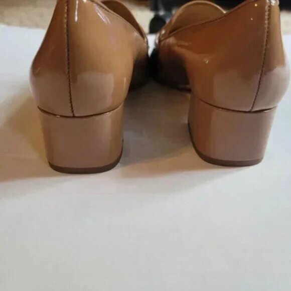 Antonio Melani Ashville Patent Leather Penny Loafers Block Heel Nude - Picture 11 of 11